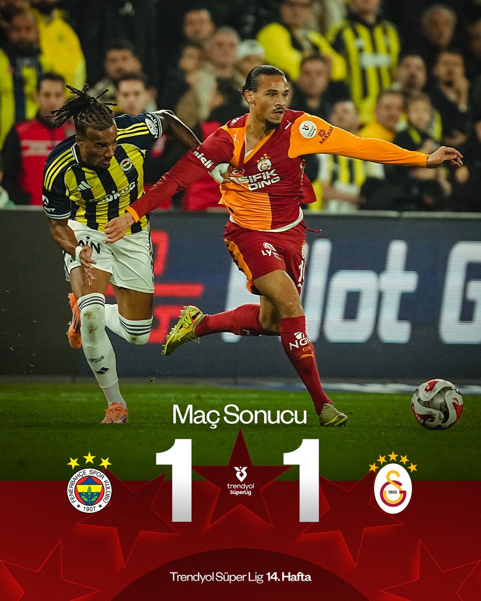 Fenerbahçe Galatasaray Derbisi Nefes Kesti: Kadıköy’de Dev Maç 1-1 Berabere Bitti