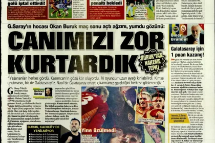90+5’te Galatasaray’a Soğuk Duş: Duran Topta Gelen Kafa Golü Spor Manşetlerinde